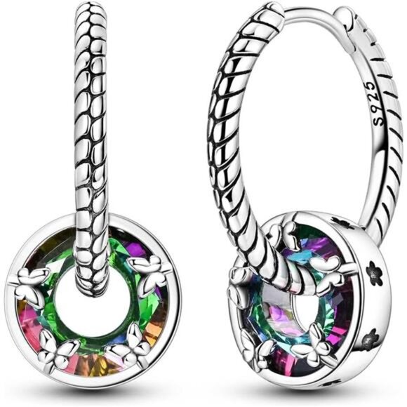 925 Sterling Silver Butterfly Earrings – Moon & Star Dangle for Women - Picture 1 of 8